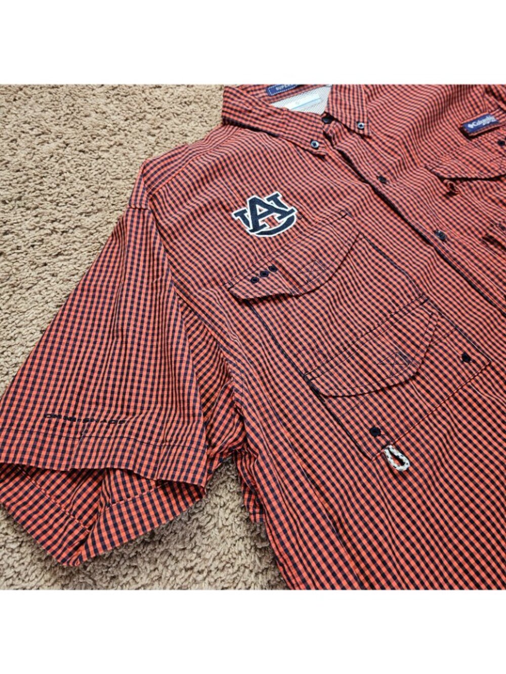 Columbia PFG Super Bonehead Fishing Shirt Mens L Plaid Y2K Auburn Tigers NCAA - Picture 3 of 12